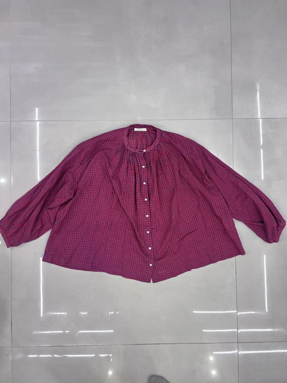 Doen Women's Red Jane Checked Cotton-voile Blouse - Picture 4 of 8